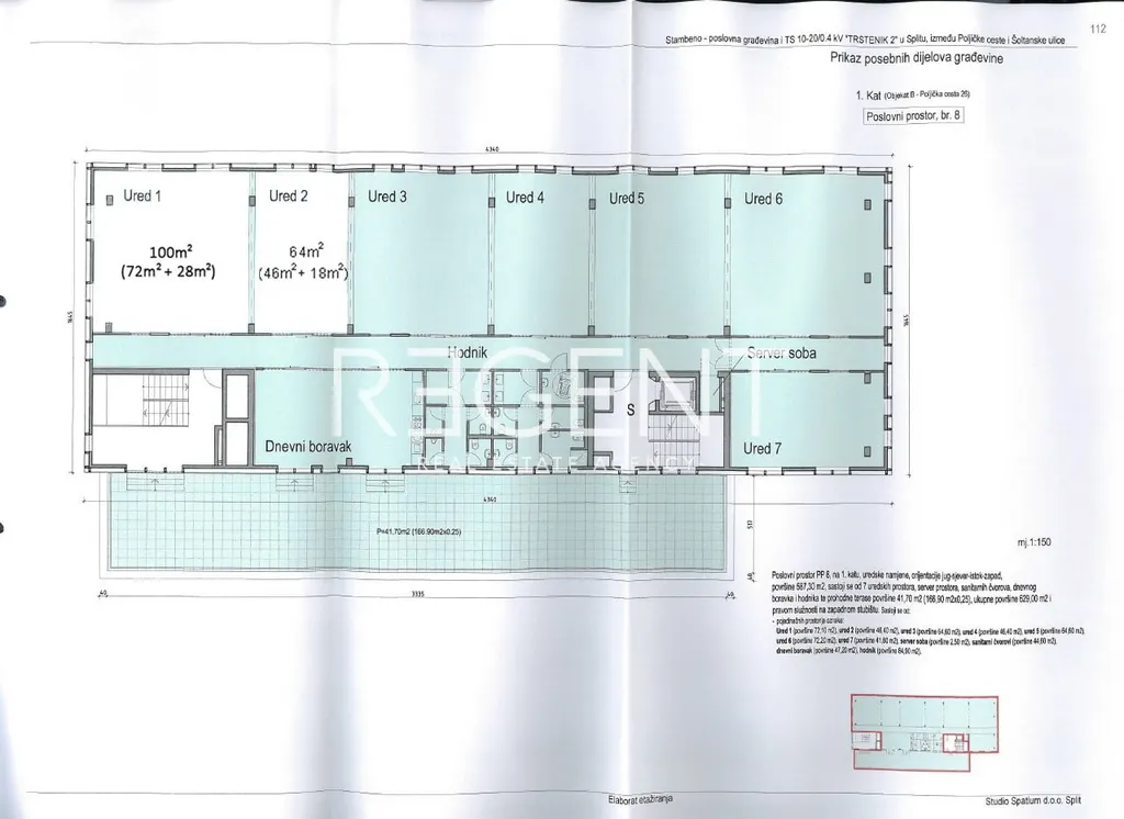 Split, Poljička cesta - Przestrzeń biurowa 100 m2 WYNAJEM