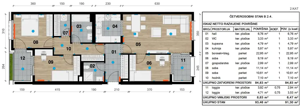 Záhřeb, Črnomerec - Moderní čtyřpokojový byt 91 m2 novostavba