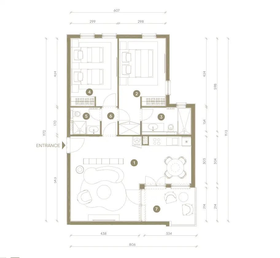 Novi Vinodolski, Mövenpick – Drei-Zimmer-Apartment 78 m², erste Reihe zum Meer