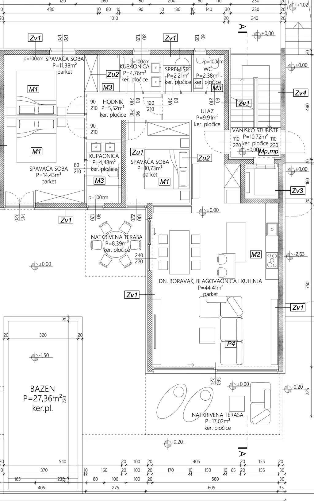 Trogir, Marina - Trosobno stan s tri balkona u modernoj novogradnji