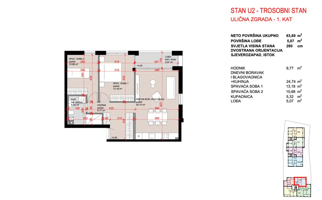 Zagabria, Maksimir - Moderno dvosoban stan con loggia