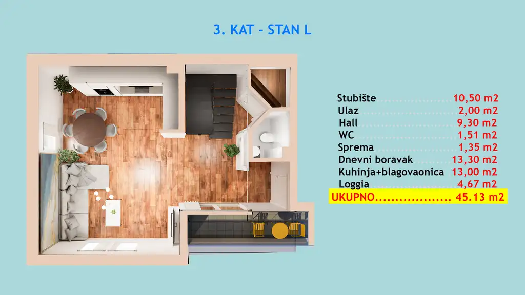 Makarska, Zelenka - Dwupoziomowy penthouse w nowym budynku z garażem