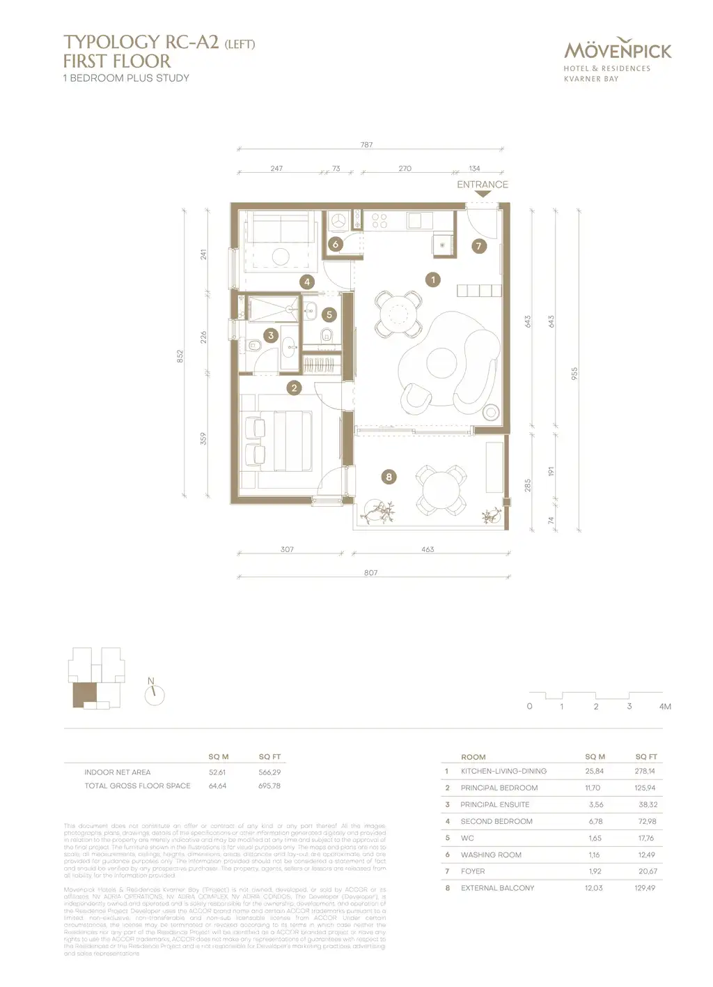 Novi Vinodolski, Mövenpick – dvosoban apartman, prvi red do mora