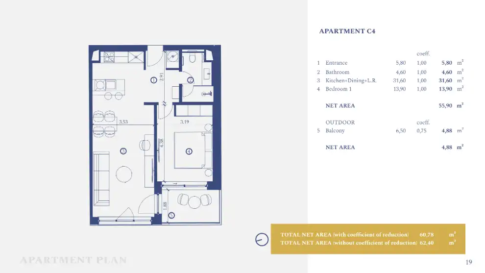 Istrien, Petram Resort – Apartment 62,40 m², 1 Schlafzimmer, Balkon, Meerblick