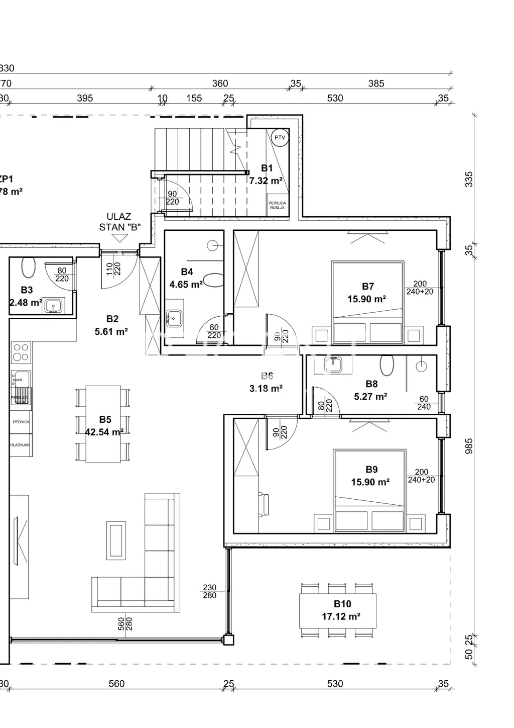 Istrie, Vabriga - Luxusní třípokojový byt s bazénem a zahradou 119 m2