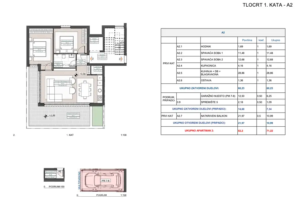 Stan 71,22 m², Opatija, Ičići — novogradnja, balkon, GPM