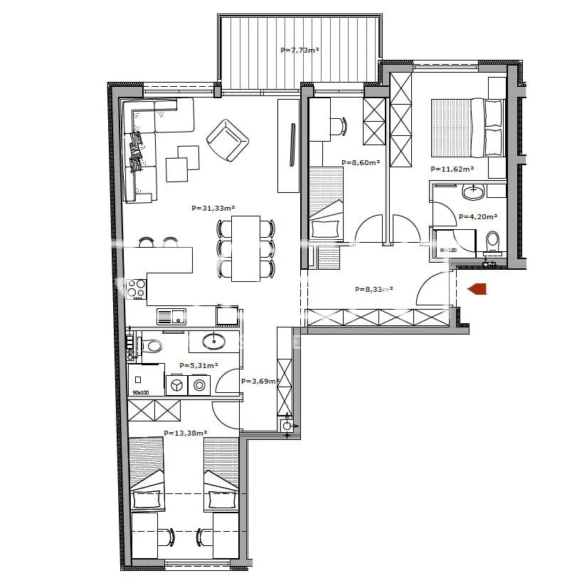 Záhřeb, Selska - Čtyřpokojový byt, novostavba 90 m2