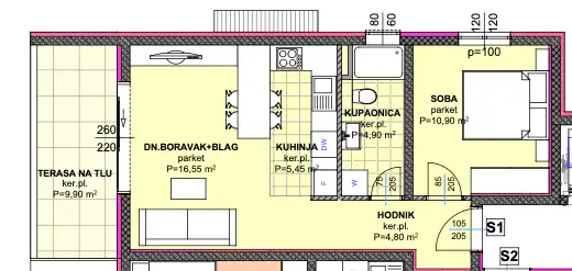 Makarska, Zelenka - dwupokojowe mieszkanie w nowym budynku z tarasem i ogrodem