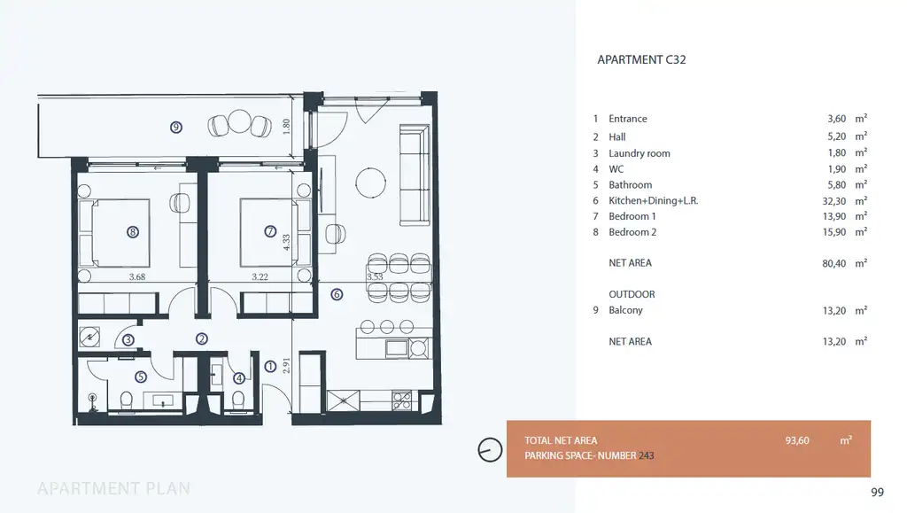 Istrie, Petram Resort – apartmán 94 m², balkon, parkování, výhled na park