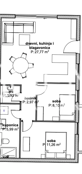 Trogir, Čiovo - Apartmán v luxusním apartmánovém komplexu blízko moře 58 m2