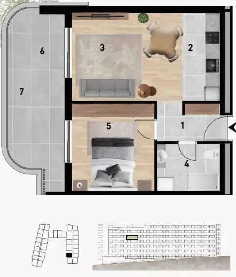 Zadar, Crvene kuće - Luxusní dvoupokojový byt 56 m2 novostavba