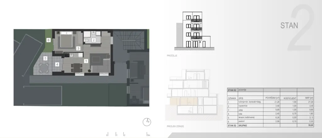 Záhreb, Trešnjevka - dvojizbový byt 39 m2 novostavba