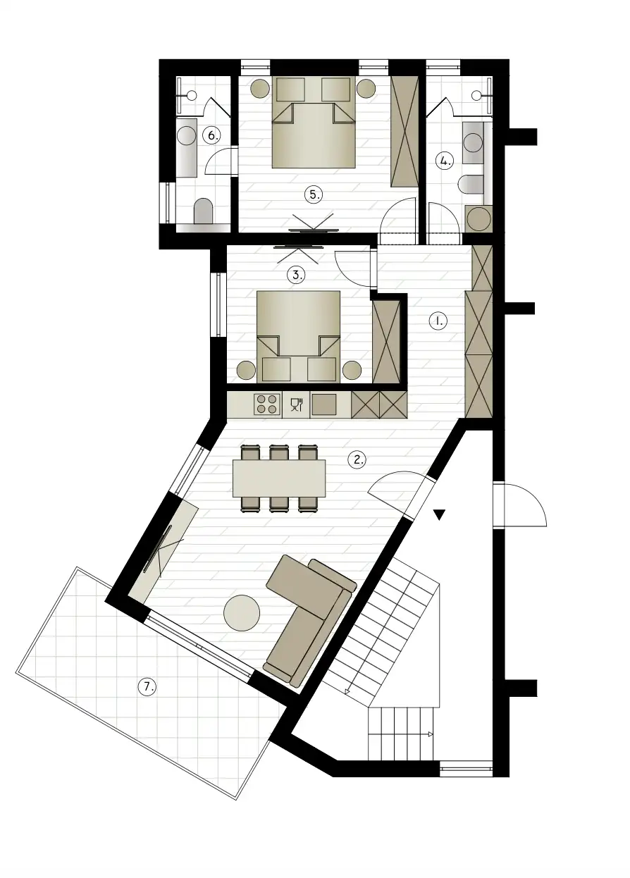 Hvar, Zavala - Dvosoban stan sa natkrivenom terasom