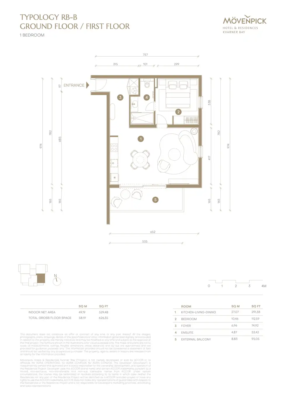 Novi Vinodolski, Mövenpick – dvosoban apartman s balkonom