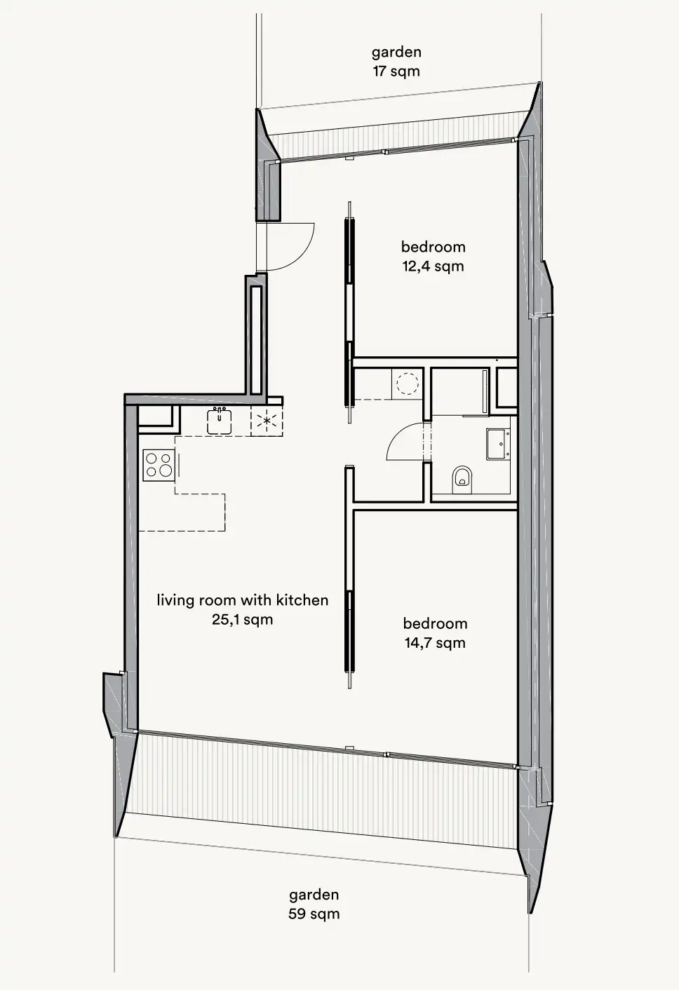 Podstrana – stan 78,86m², 2S+DB, privatni vrt, garažno parkirno mjesto