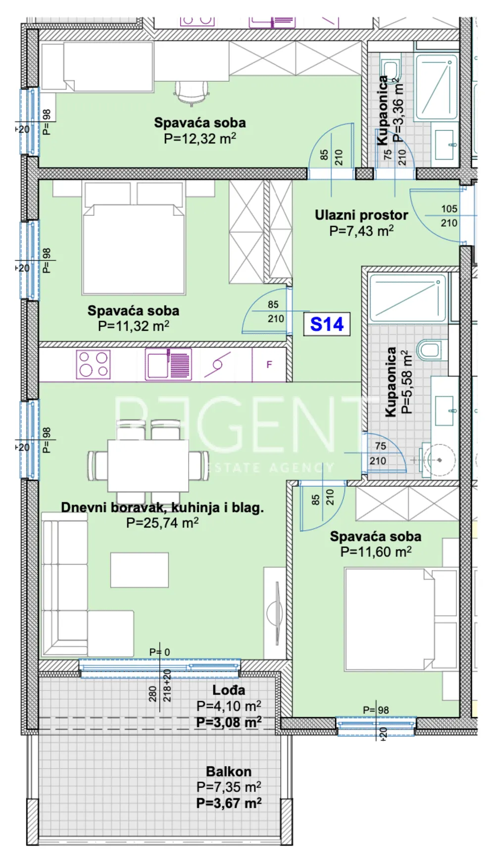 Makarska, Centar - Třípokojový byt 84 m2 - NOVÁ STAVBA