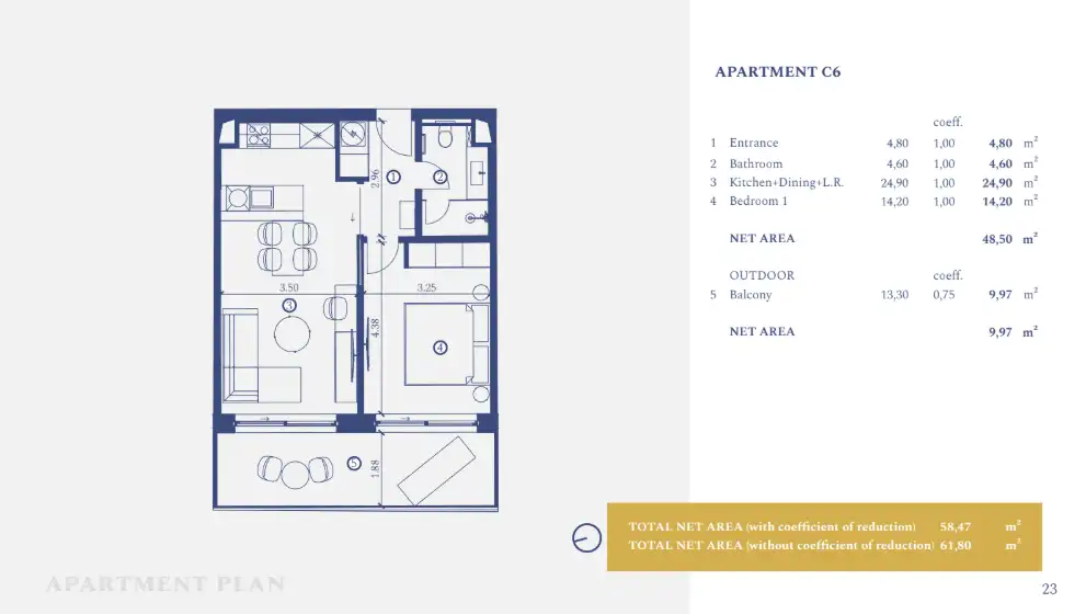 Istrien, Petram Resort – Apartment 61,80 m², 1 Schlafzimmer, Balkon, Meerblick