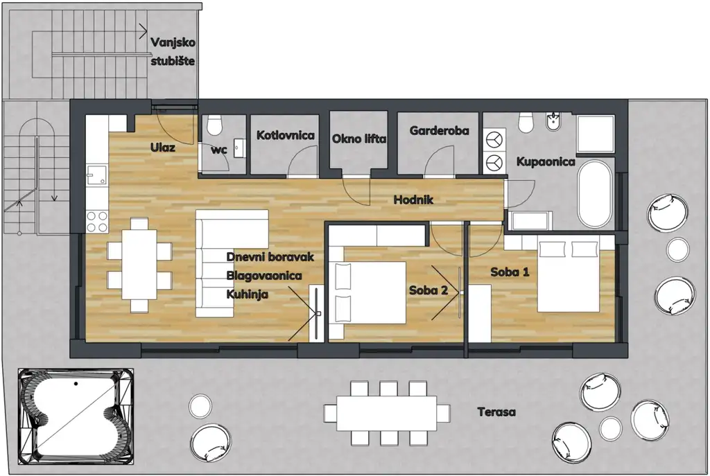 Zagreb, Gračani – penthouse s krovnom terasom i otvorenim pogledom