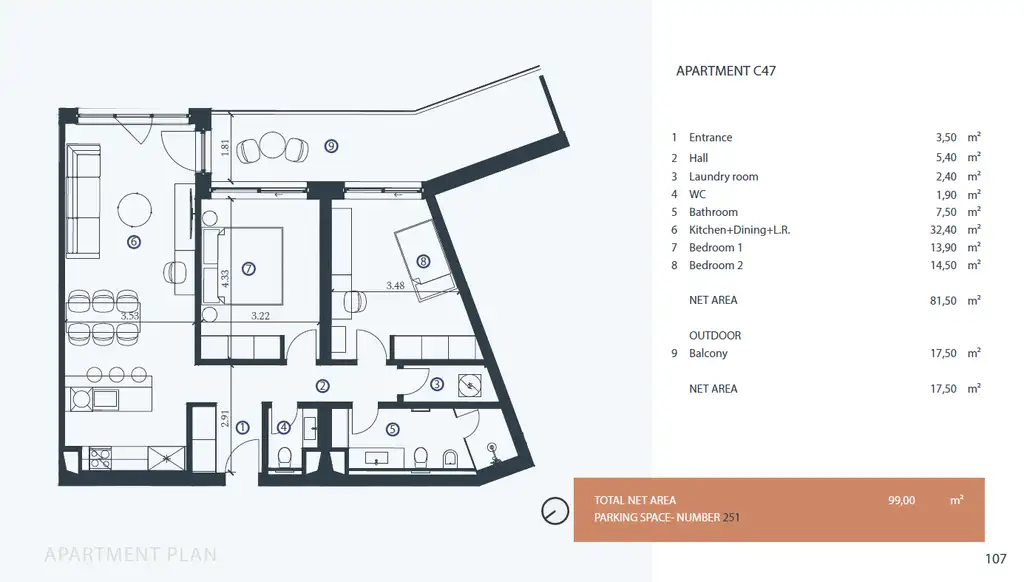 Istra, Petram Resort – apartman 99 m², balkon, parking, pogled na park