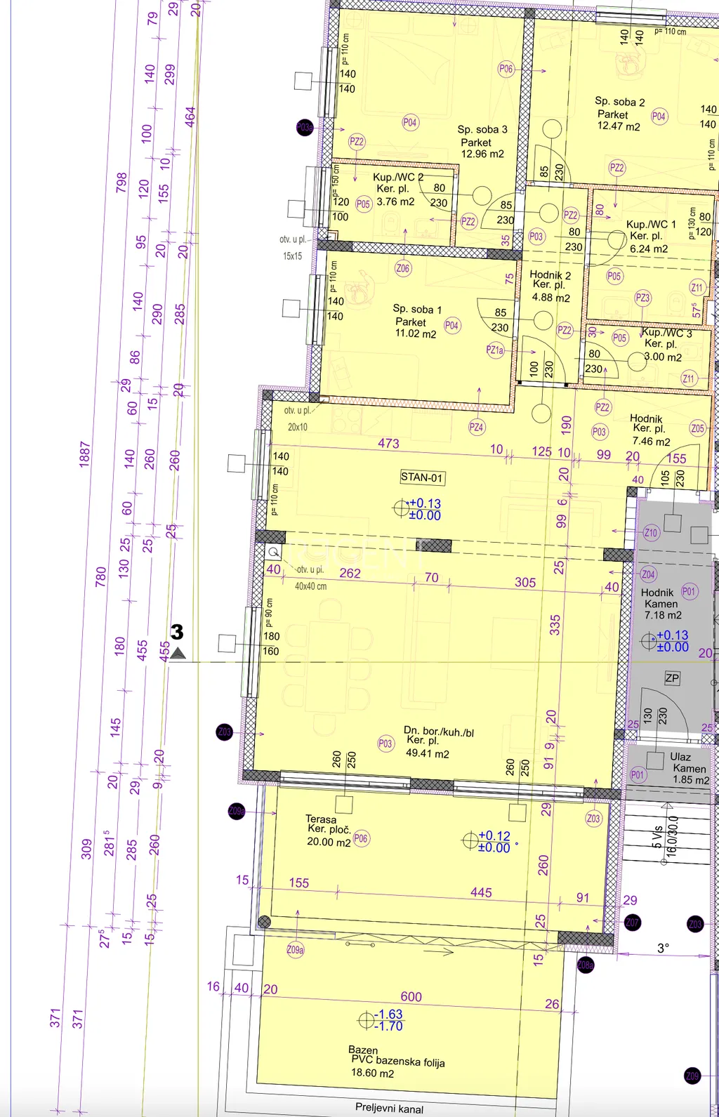 Zadar, Sukošan - Luxusný štvorizbový byt s bazénom 160 m2 novostavba