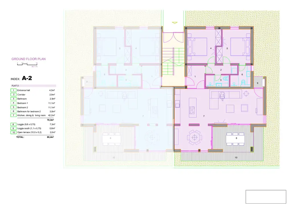 Pelješac, Orebić - Dvoupokojový apartmán s loggií a terasou
