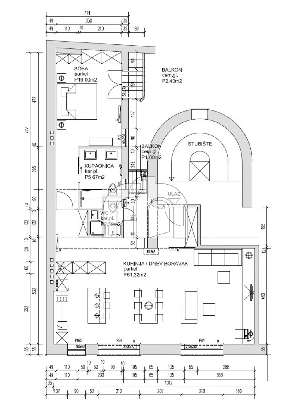 Záhreb, Centrum - luxusný dvojizbový byt v prísnom centre 90 m2