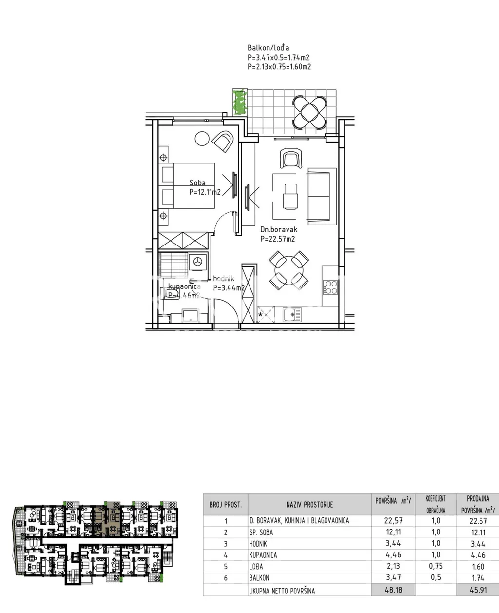 Makarska - Modern one-room apartment 46 m2 NEW BUILDING