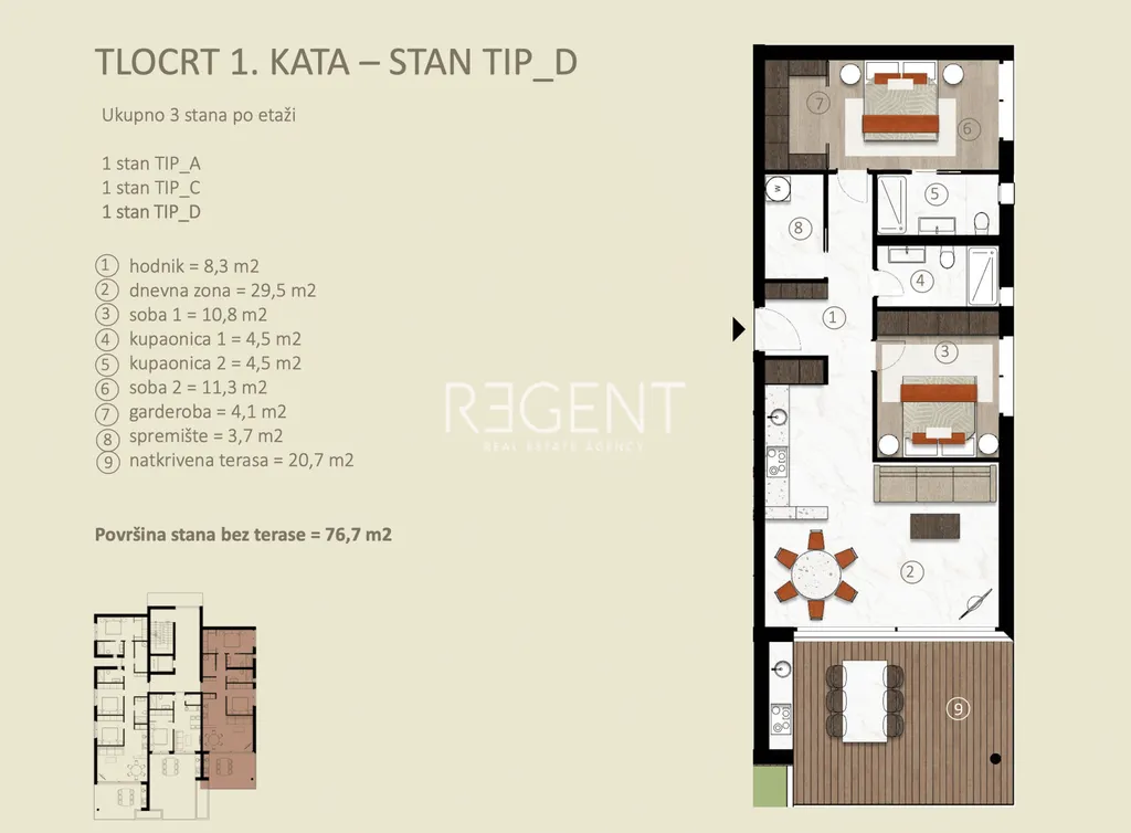 Istrie, Novigrad - Třípokojový apartmán v luxusním obytném komplexu 93 m2