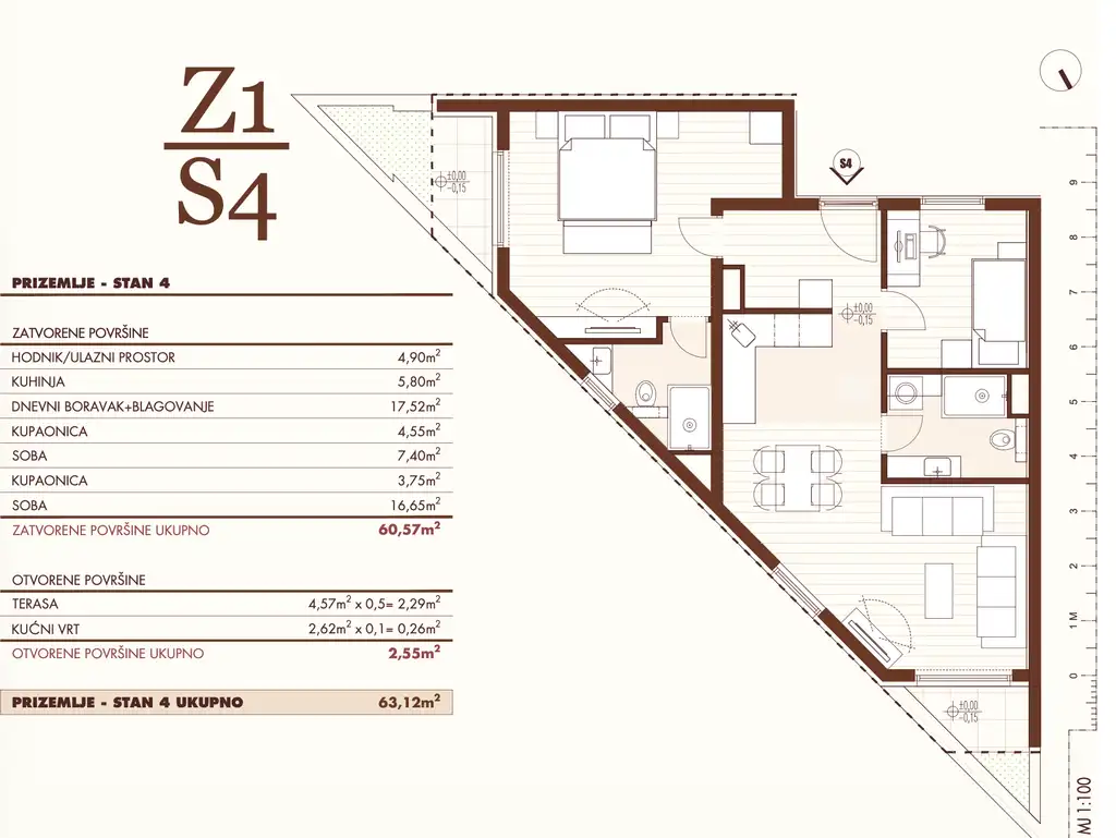 Split, Wysoka - Dwupokojowe mieszkanie z tarasem i loggią w nowoczesnym, nowym budownictwie