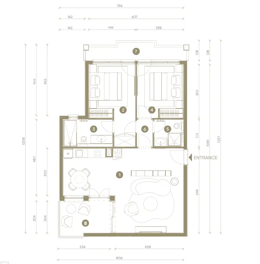 Novi Vinodolski, Mövenpick – Penthouse 125 m², 2 Schlafzimmer, Meerblick