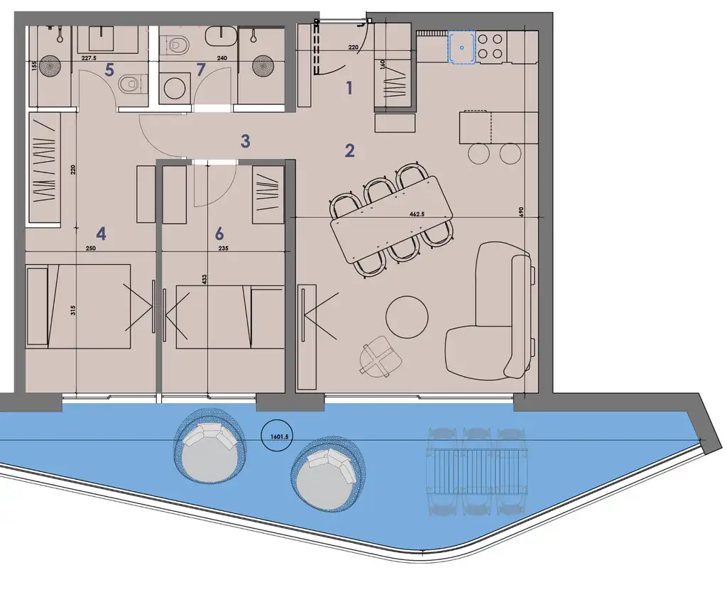 Stan 105 m², Volosko-Opatija — terasa 27 m², 2 garaži, 2 spalnici