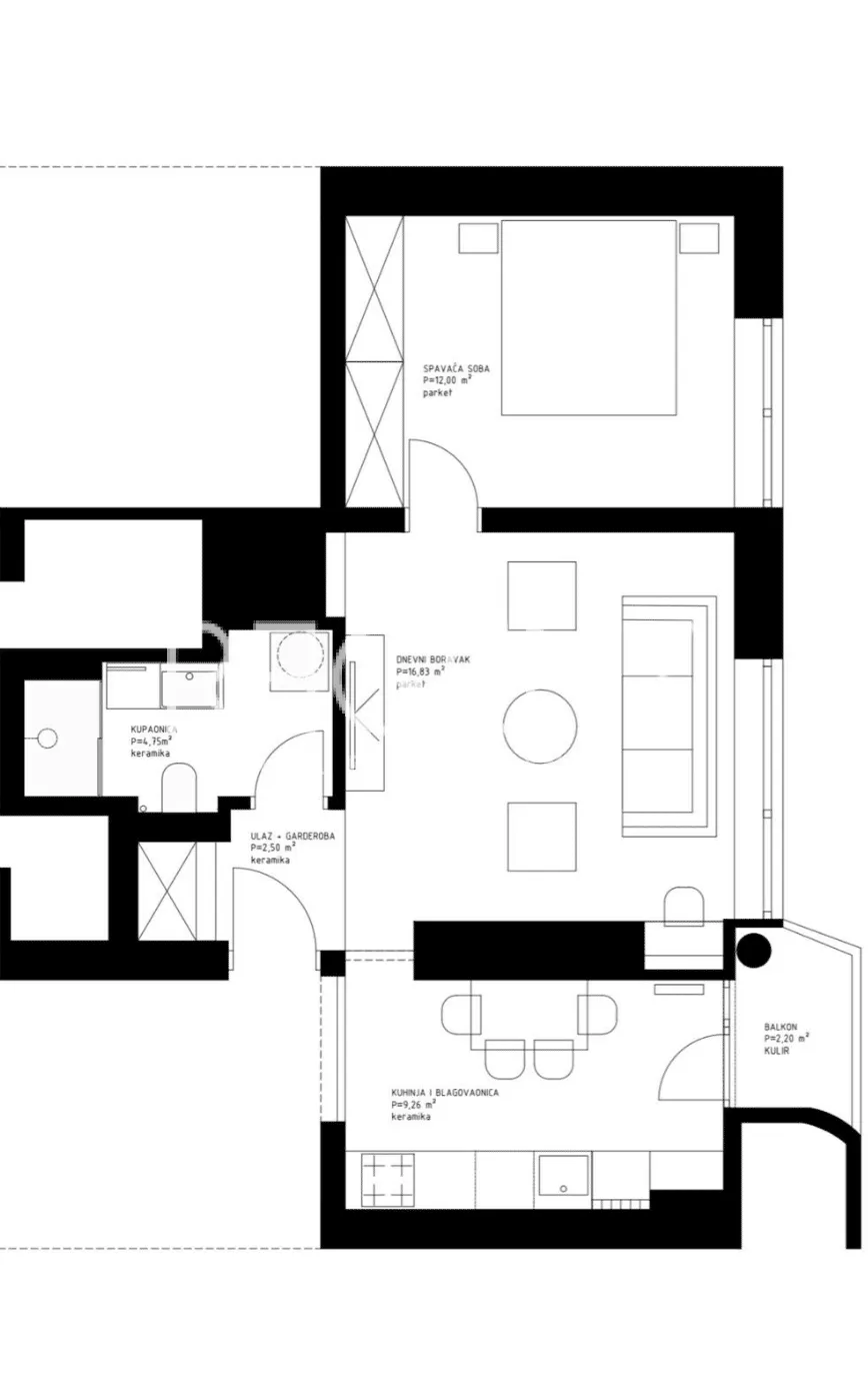 Zagrzeb Maksimir - Nowo urządzony apartament z jedną sypialnią 46m2 do wynajęcia