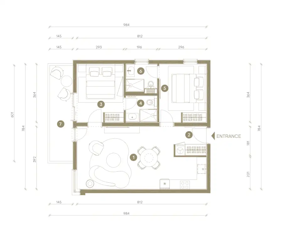 Novi Vinodolski, Mövenpick – Drei-Zimmer-Apartment 68 m², Meerblick