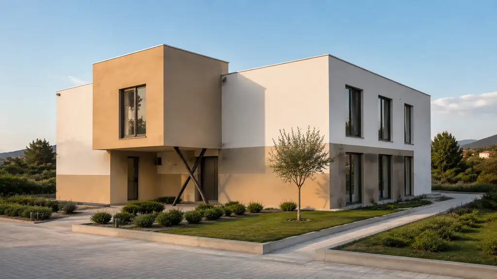 Ugljan — construction neuve avec 4 appartements, parking et vue sur la mer