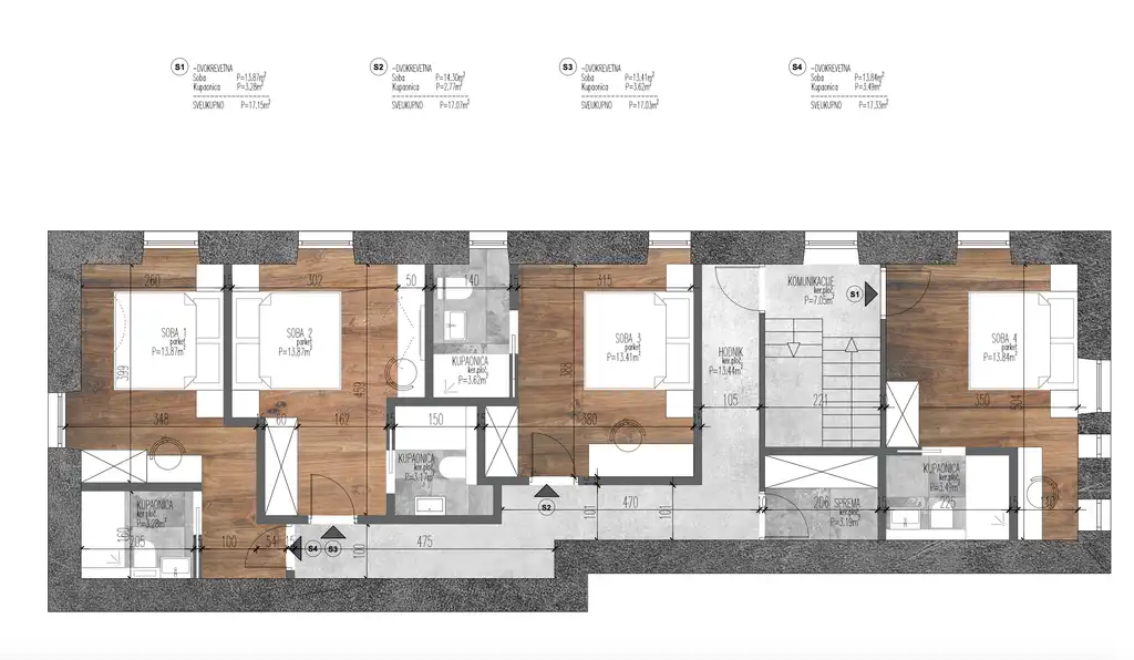 Split, Centar - Četiri apartmana u kamenoj kući