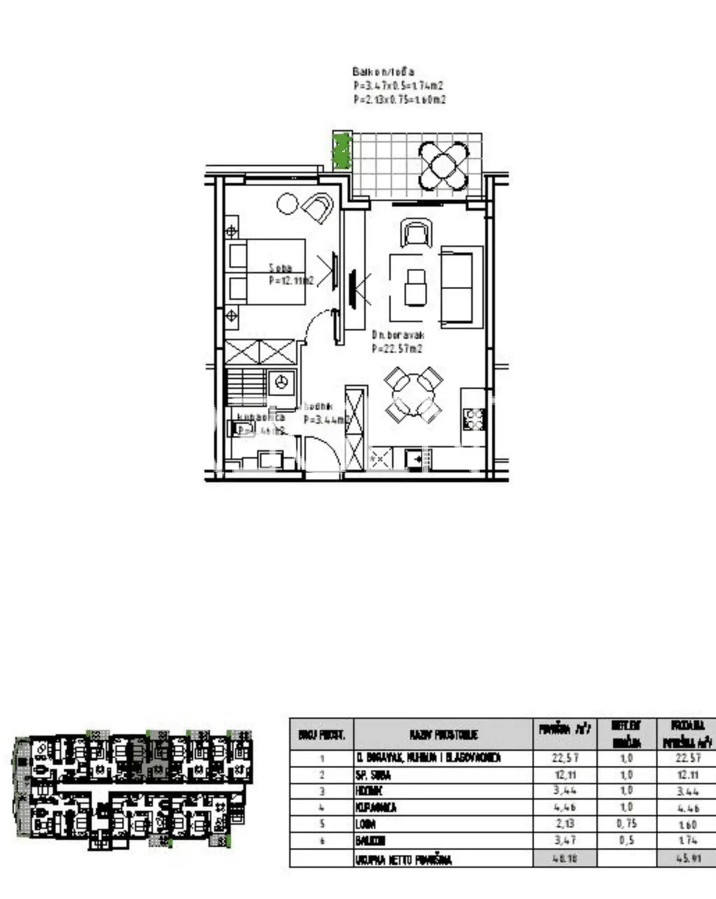 Makarska - Moderní jednopokojový byt 49 m2 NOVÁ STAVBA