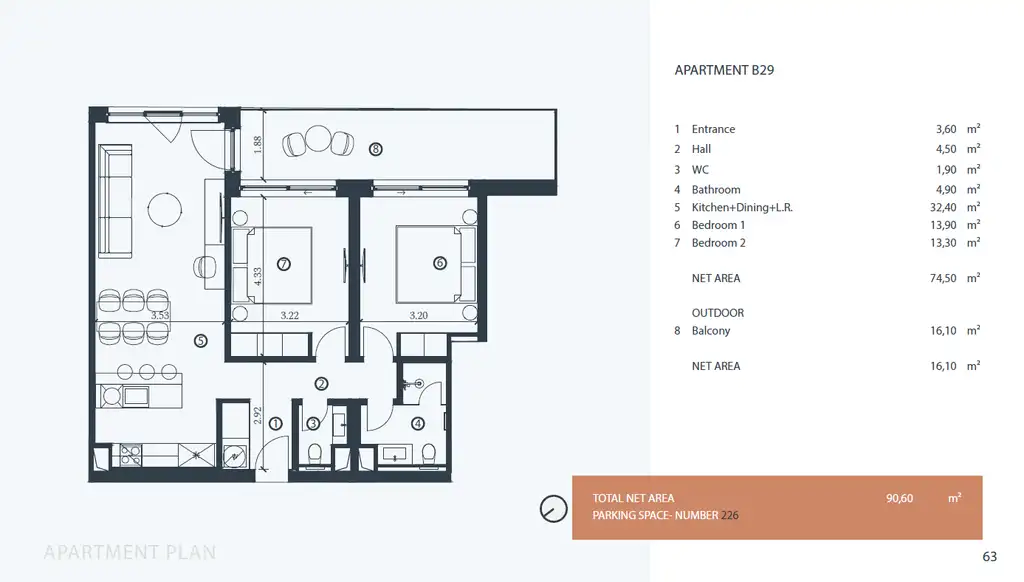 Istrien, Petram Resort – Apartment 90,60 m², 2 Schlafzimmer, Balkon, Parkblick