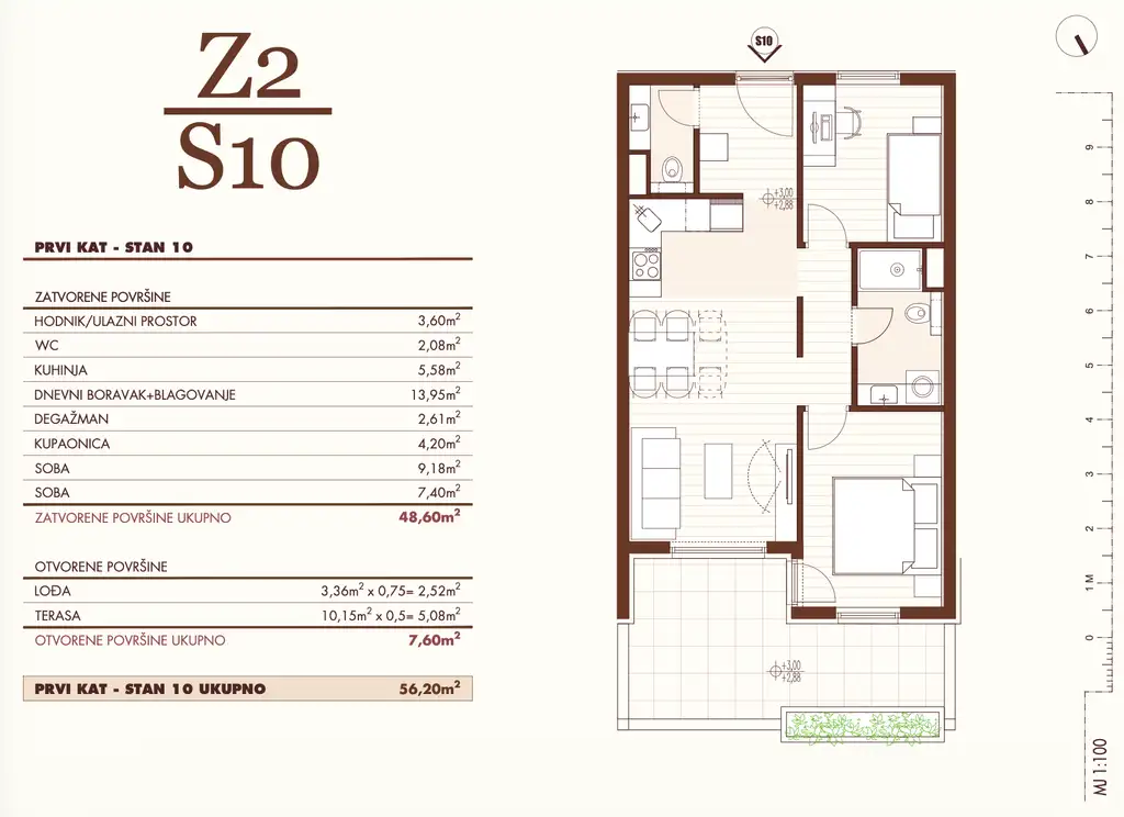 Split, Hohe Lage - Zweizimmerwohnung mit Terrasse und Loggia in einem modernen Neubau