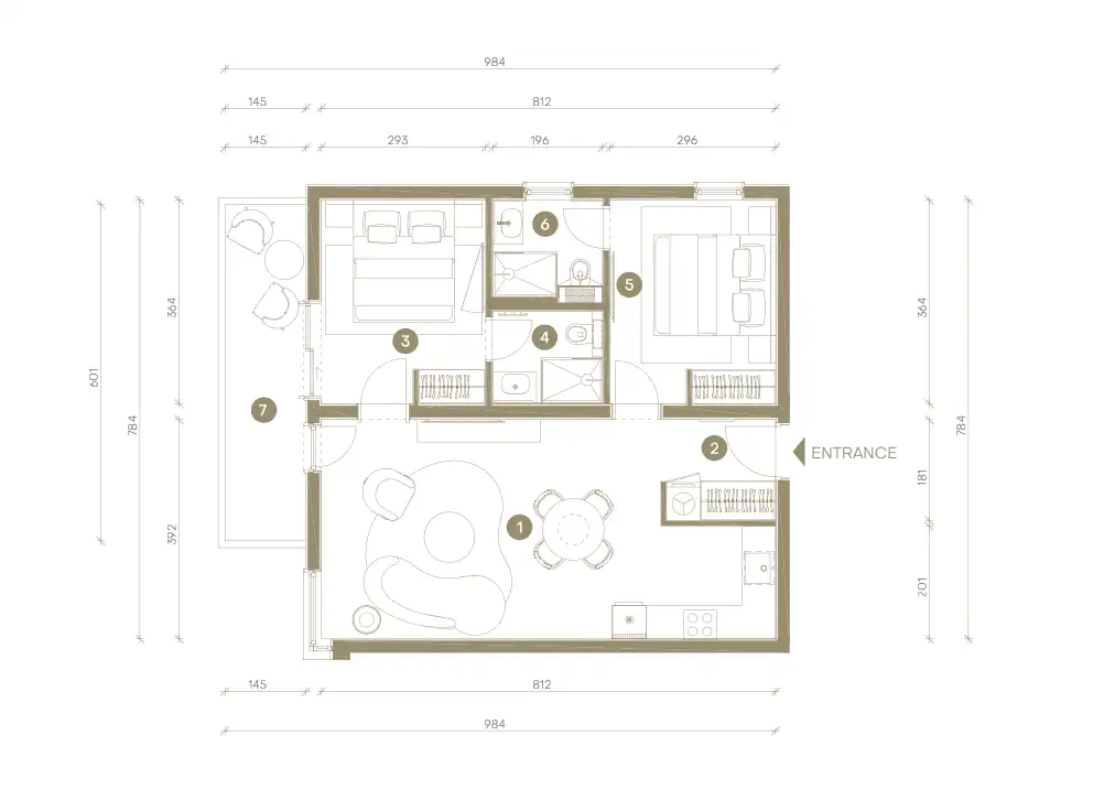 Novi Vinodolski, Mövenpick – trosoban apartman 68 m², blizina mora
