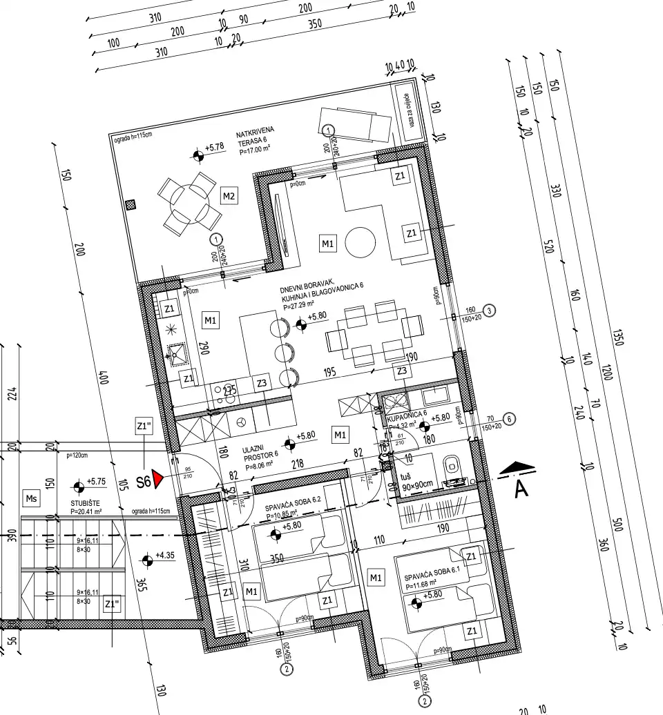 Trogir, Okrug Gornji - Trosoban penthouse sa natkrivenom terasom