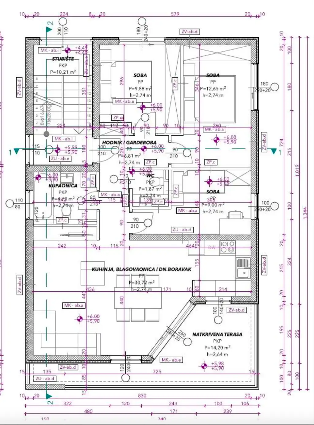 Trogir, Čiovo - Trosoban stan u modernoj novogradnji