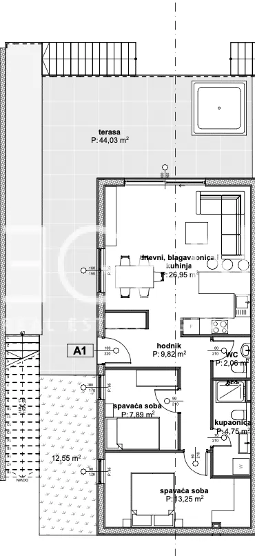 Trogir, Čiovo - Studio apartmán v luxusním apartmánovém komplexu u moře 27 m2