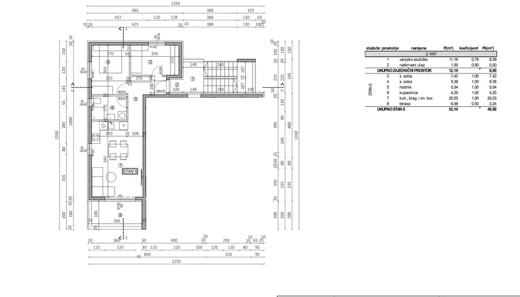 Trogir - Dvosobno stanovanje v sodobni novogradnji