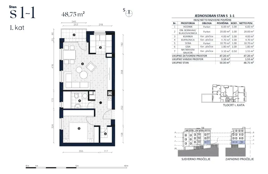 Záhřeb, Černomerec - Moderní dvoupokojový byt 48 m2, novostavba