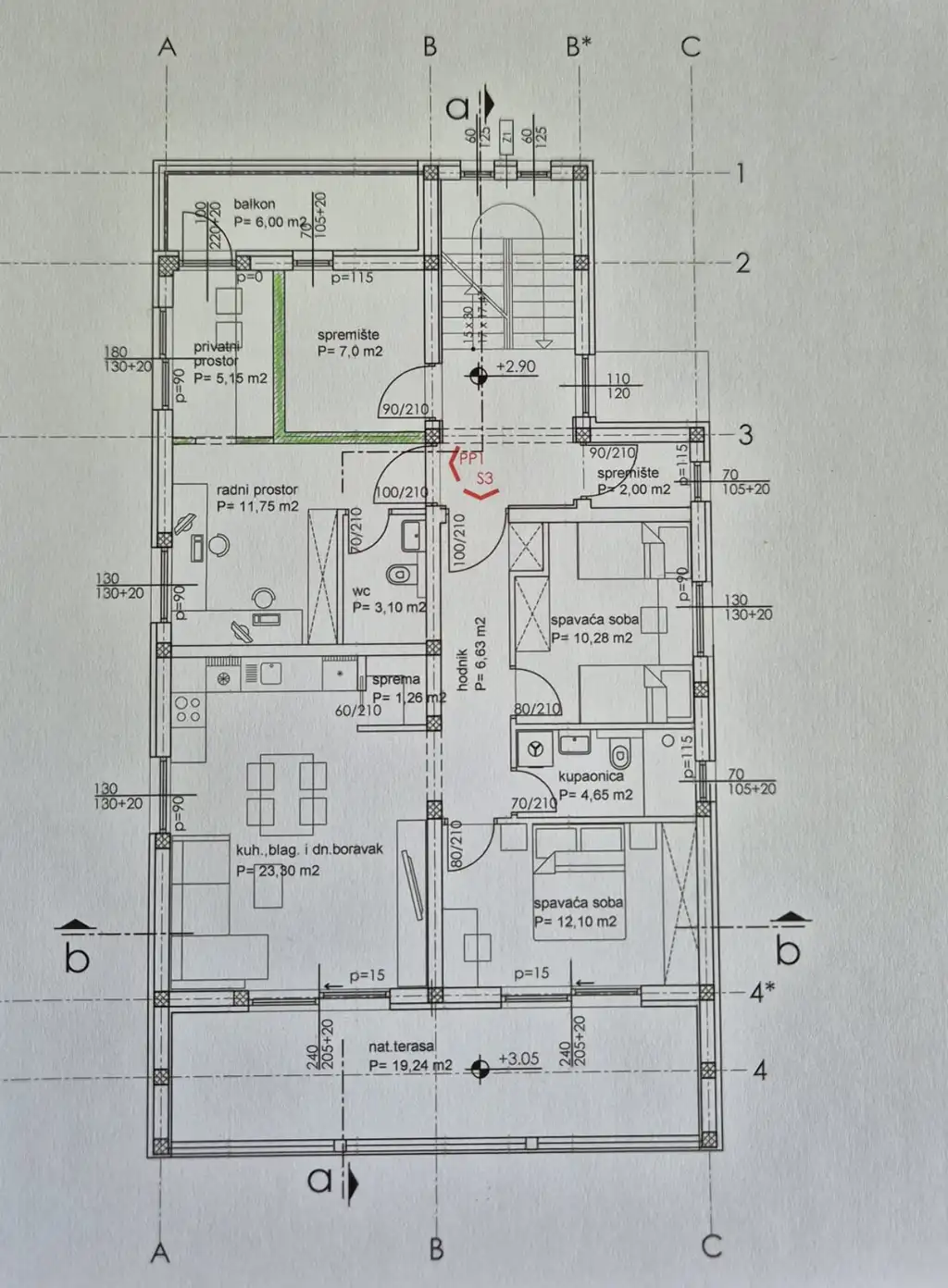 Kaštel Sućurac - Two-bedroom apartment with a spacious terrace in a peaceful environment