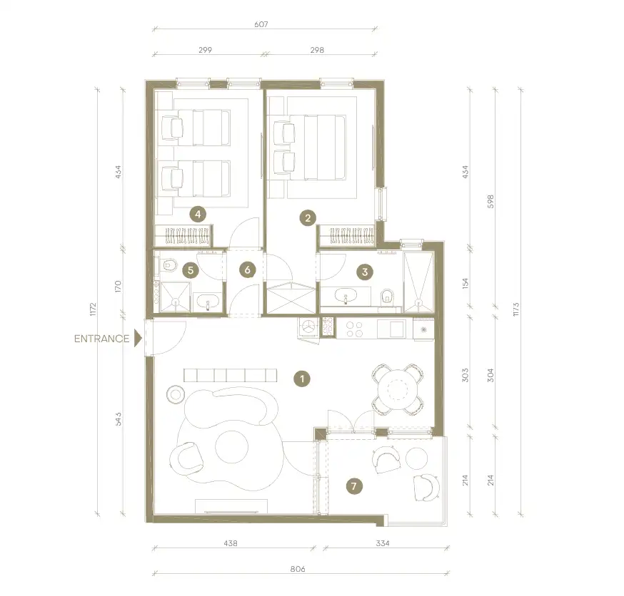 Novi Vinodolski, Mövenpick – Dreizimmer-Apartment 78 m², erste Reihe zum Meer