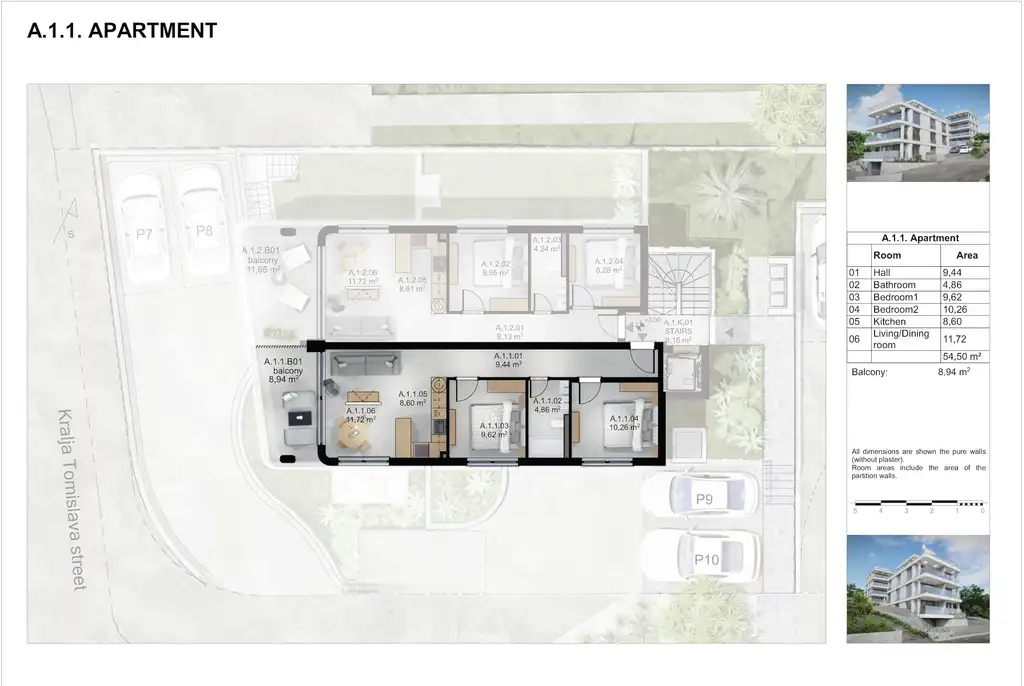 Trogir, Čiovo - Moderný dvojizbový apartmán v prvom rade pri mori.