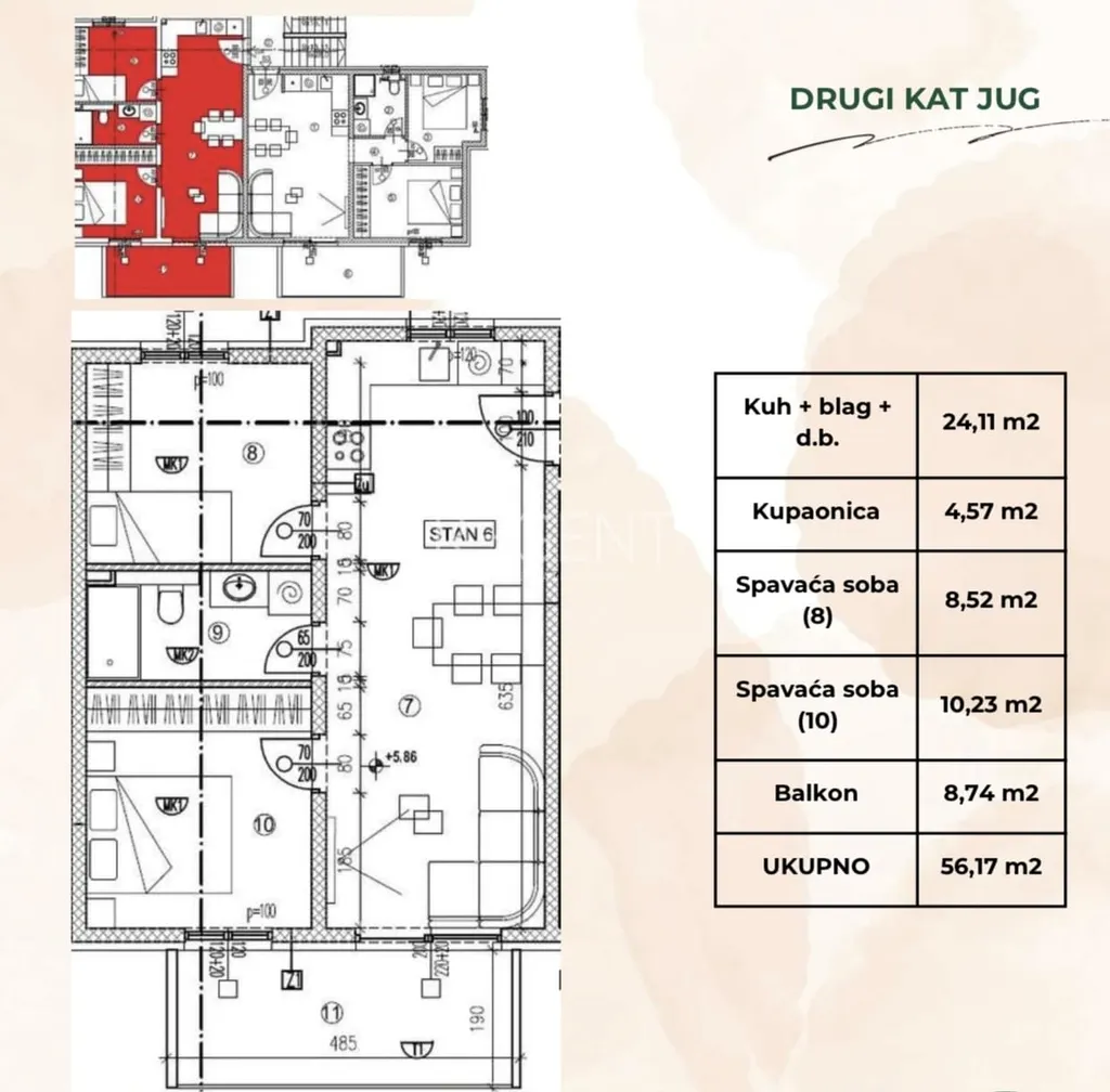 Trogir – Dwupokojowe mieszkanie z balkonem 56 m2 NOWA INWESTYCJA