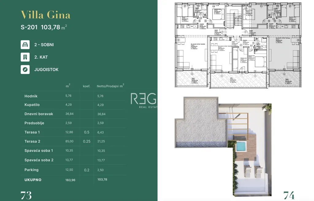 Zadar, Privlaka - Luxusní penthouse ve Vile Gina, novostavba 103 m2