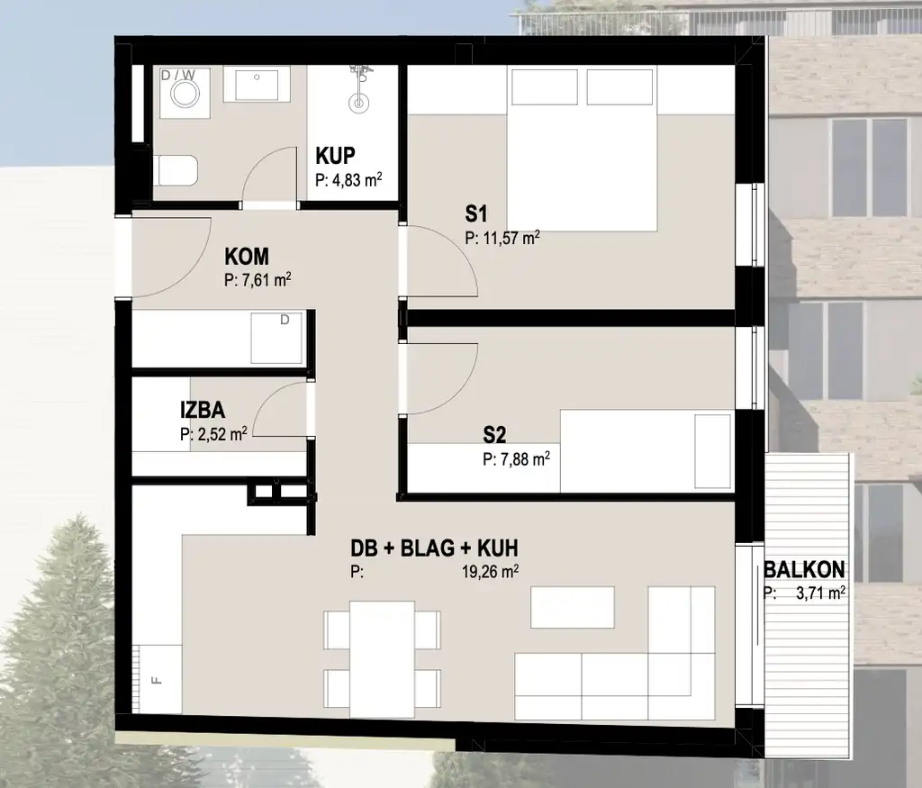 Zagreb, Trešnjevka – Moderan trosoban stan